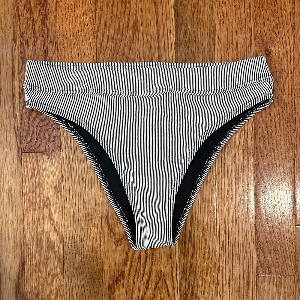 Billabong Black and White Striped Bikini Bottom